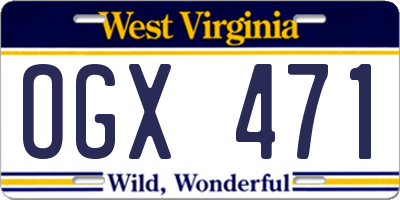 WV license plate OGX471