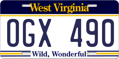 WV license plate OGX490