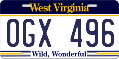 WV license plate OGX496
