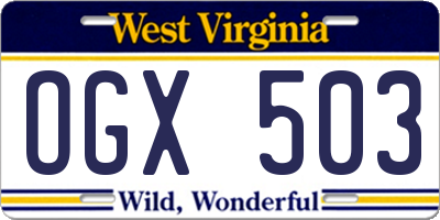 WV license plate OGX503