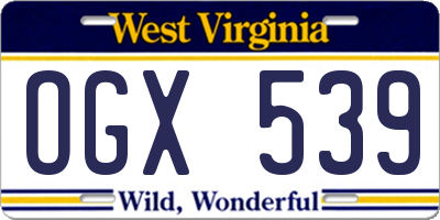 WV license plate OGX539