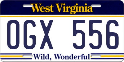 WV license plate OGX556