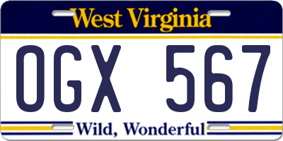 WV license plate OGX567