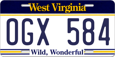WV license plate OGX584