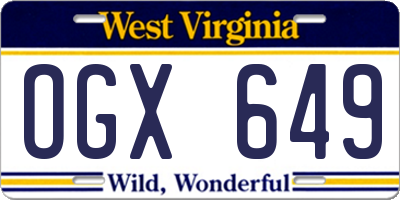 WV license plate OGX649