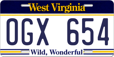 WV license plate OGX654