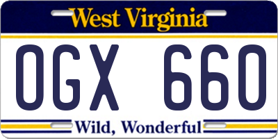 WV license plate OGX660