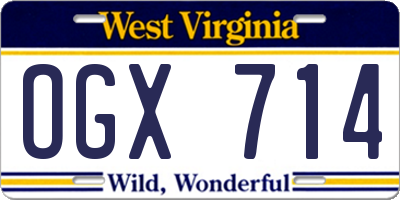 WV license plate OGX714