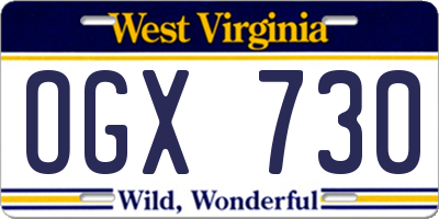 WV license plate OGX730