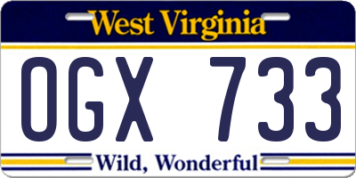 WV license plate OGX733