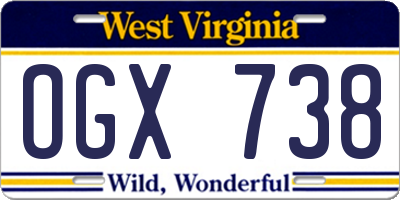 WV license plate OGX738