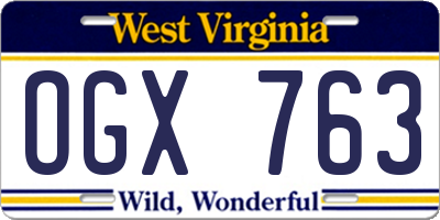 WV license plate OGX763