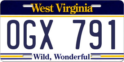 WV license plate OGX791