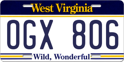 WV license plate OGX806