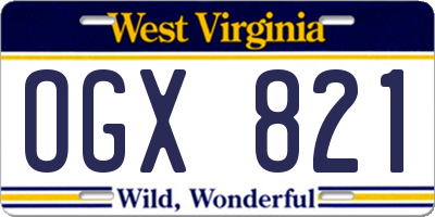 WV license plate OGX821