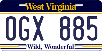 WV license plate OGX885