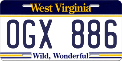 WV license plate OGX886