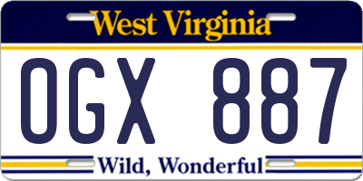 WV license plate OGX887