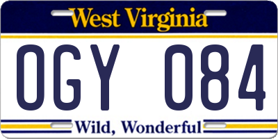 WV license plate OGY084
