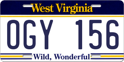 WV license plate OGY156