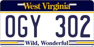 WV license plate OGY302
