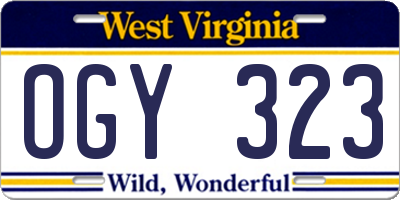 WV license plate OGY323