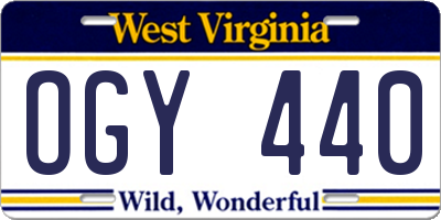 WV license plate OGY440