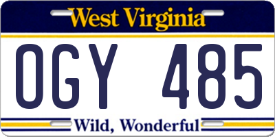 WV license plate OGY485