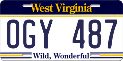 WV license plate OGY487