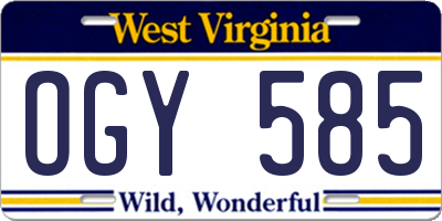 WV license plate OGY585