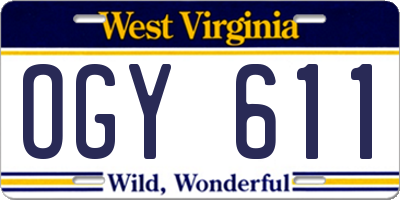 WV license plate OGY611
