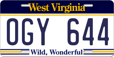 WV license plate OGY644