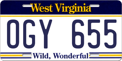 WV license plate OGY655