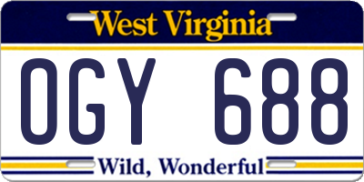 WV license plate OGY688