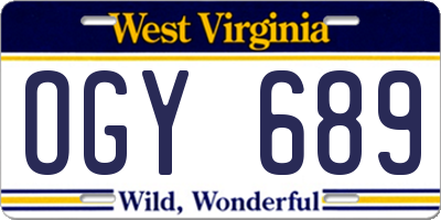 WV license plate OGY689