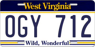 WV license plate OGY712