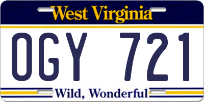 WV license plate OGY721