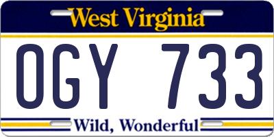 WV license plate OGY733