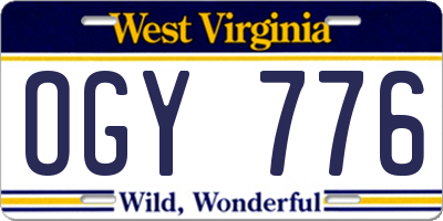 WV license plate OGY776