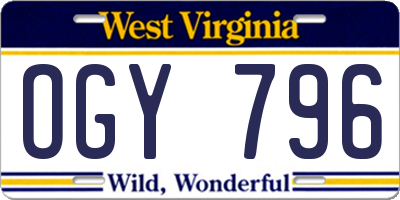 WV license plate OGY796