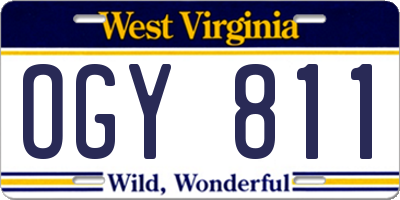 WV license plate OGY811