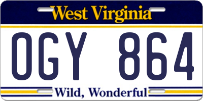 WV license plate OGY864