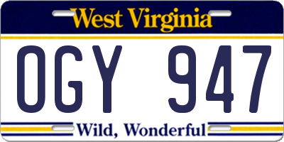 WV license plate OGY947