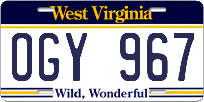 WV license plate OGY967