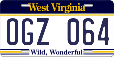 WV license plate OGZ064