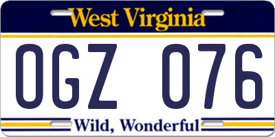 WV license plate OGZ076