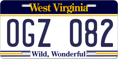 WV license plate OGZ082