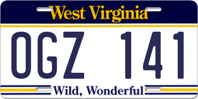 WV license plate OGZ141