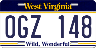 WV license plate OGZ148