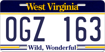 WV license plate OGZ163
